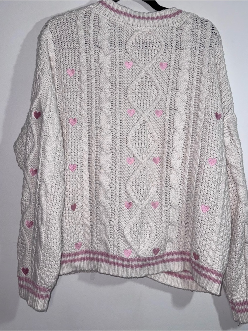 Taylor Swift Lover Cardigan M/L Cream Pink Hearts Cable Knit Official Merch - Picture 2 of 7